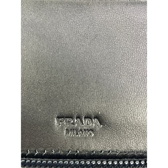Prada Black Tessuto Nylon Leather Zip Around Travel Wallet Organizer Italy - Picture 2 of 14